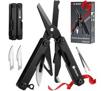 BIBURY Multitool, EDC Mini Strumento Tascabile, Forbici Multiuso con Rompivetro, Forbici Multifunzione per Emergenze e Uso Quotidiano, Regalo Uomo Compleanno, Gadget EDC, Idee Regali Natale - Nero