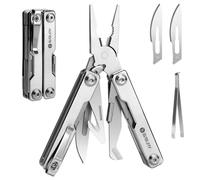 BIBURY Pinza Multiuso, Mini Tascabile EDC Multitool, Pinza Multifunzione con Rompivetro, Pinze Multiuso per Emergenze e Uso Quotidiano, Regalo Uomo Compleanno, Gadget, Idee Regali Natale - Argento