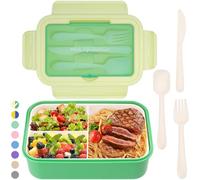 BIBURY Porta Pranzo, Lunch Box Prova di Perdite per Bambini e Adulti, Bento Box con 3 Scomparti e Posate(Forchetta e Cucchiaio), Portapranzo, Sicuri per Microonde e Lavastoviglie