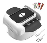 Bibykivn Mescolatore Automatico di Carte da Gioco, Mischiatore Elettrico Portatile per Schede di Diverse Dimensioni, 2000mAh Ricaricabile per Poker, Blackjack, Texas Hold'em (C-Bianco)