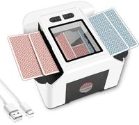 Bibykivn Mescolatore Carte da Gioco, Mischia Carte Automatico Elettrico Portatile da 1 a 2 Mazzi, 2000mAh Mescolatore di Carte Ricaricabile per Poker, Blackjack, Texas Hold'em (Bianco)