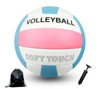 Bibykivn Palla da Pallavolo,Pallone Beach Volley,Pallavolo ufficiale taglia 5,Soft Touch Volleyball per Interni ed Esterni,Articolo Con Zaino e Borsa a Rete Con Pompa,per Bambini/Adulti (blu-02)