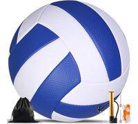 Bibykivn Palla da Pallavolo,Pallone Beach Volley,Soft Touch Volleyball per Interni ed Esterni,Pallavolo per Palestra Addestramento,Articolo Con Zaino e Borsa a Rete Con Pompa,Taglia 5 (Blu)