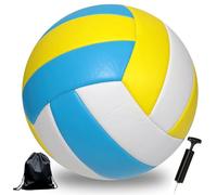 Bibykivn Palla da Pallavolo,Pallone Beach Volley,Soft Touch Volleyball per Interni ed Esterni,Pallavolo per Spiaggia Palestra Addestramento,Articolo Con Zaino e Borsa a Rete Con Pompa,Taglia 5 (C)