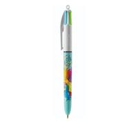BIC - 1 penna a sfera ricaricabile 4 colori divertenti (verde chiaro, rosa, blu chiaro, viola) - punta media - collezione Hydro - corpo colore turchese