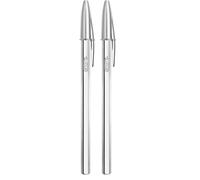 BIC 207063 Penna Cristal Silver Medium Negro (Confezione da 2)