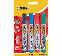 BIC 820922 - Pennarello per Lavagna Bianca, con Punta a scalpello, 3-5,5 mm, 4 Pezzi Assortiti