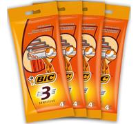BIC 3 Sensitive, Rasoi Usa e Getta, Rasoi da Uomo, 3 Lame, Confezione da 4 Pacchi da 4 Pezzi
