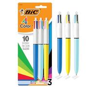 BIC 4-Color Penti a Sfera, Punta Media (1.0mm), Set di Penna VetrateMulticolori, Confezione da 3 pezzi, Accessori per Scuola