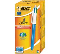 BiC 4 Colore Penna, Blu Barile - Nero, Blu, Rosso e Verde (Confezione 12)