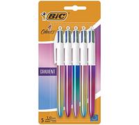 BIC Penne a sfera 4 Colori Gradient - Set da 5 con fusti multicolor per scuola e università