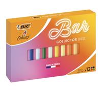 BIC 4 colori Le Bar a colori penne a sfera retrattili a punta media (1,0 mm) corpo tinta unita, colori assortiti, confezione da 12