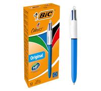 Penna a sfera a scatto multifunzione 4 Colours Classic - punta 1,0mm - nero, blu, rosso, verde - Bic - conf. 12 pezz
