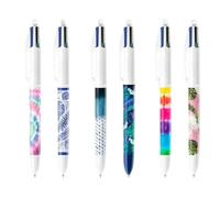 Bic 4 colori Tie Die fusto con fiori e piante Penna sfera Nera, rossa, blu verde