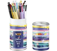 BIC 4 Colours Decor Box, Penne Colorate a Sfera, a Scatto, Set Cancelleria con 8 Penne BIC Multicolore, Punta Media, Idea Regalo