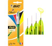 BIC 4 Colours Fluo Ballpoint Pen Black, Blue, Red and Fluorescent Yellow Ink Col