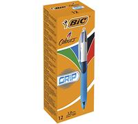 BIC Penna a Scatto 4-Color Grip, Punta media 1,0 mm, 4 colori, Confezione da 12