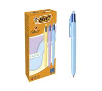 BIC 4 Colours Multicolore Medio 12 pz (Bic 4 Colours Assorted Pastel Colour Barrel Ballpoint Pen 1.0mm Tip 0.32mm Line Black/Bl NEW