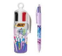 BIC 4 Colours Set, Penne Colorate a Sfera, a Scatto, Set Cancelleria con 6 Penne BIC Multicolore Assortite Punta Media (1,00mm e 1,6mm), Fornitura Casa e Scuola, Confezione Regalo