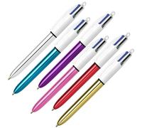 BIC 4 Colours Shine Nero, Blu, Verde, Rosso Penna a sfera retrattile a clip Medio 12 pz (Bic 4 Colours Shine Ballpoint Pen 1.0m