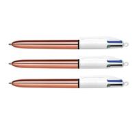 BIC 4 Colours Shine Rose Gold Barrel, Pack of 3