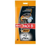 BIC 4 Flex Rasoi Usa e Getta Uomo con Barra Protettiva in Gomma e Banda Emolliente - Confezione da 8 pezzi