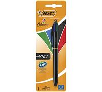 BIC 4 penne a sfera Colours Pro, con fusto nero, confezione da 1, ideale per l'ufficio, la casa o la scuola