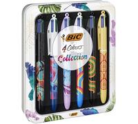 BIC 4Colori Collection, Penne Colorate a Sfera, 4Colori a Scatto, Punta Media (1 mm), Set Cancelleria in Metallo, 6 Unità