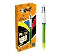 Penna a sfera a scatto multifunzione 4 Colors Fluo - punta 1,01,6mm - 4 colori fluo - fusto giallo fluorescente - Bic -