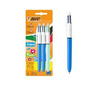BIC 4Colori Fun, Penne a Sfera Multicolore a Scatto, Inchiostri Classici e Pastello, 3 Unità, Cancelleria Scuola, Università e Ufficio