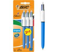 BIC 4Colori Original, Penne a Sfera a Scatto, Colorate, Punta Media (1 Mm), Canc