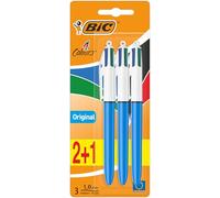 BIC 4Colori Original, Penne a Sfera a Scatto, Colorate, Punta Media (1 mm), Cancelleria Scuola e Ufficio, Set Penne 2+1 Unità