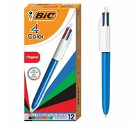 BIC 4Colori Original, Penne Multicolore a Sfera, Penne a Scatto con 4 Colori, Cancelleria Scuola e Ufficio, 12 Unità