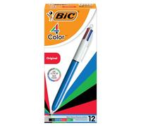 BIC 4Colori Original, Penne Multicolore a Sfera, Penne a Scatto con 4 Colori, Cancelleria Scuola e Ufficio, 12 Unità