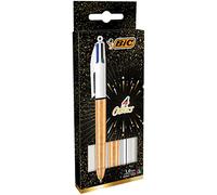 BIC 4Colori Party, Set Penne Multicolore, Penne da Regalo, Punta Media 1mm, 3 Unità, Cancelleria Scuola e Ufficio