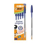 BIC 5 penne a sfera Cristal, inchiostro blu, confezione da 5 penne
