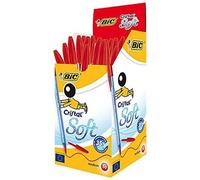 BIC - 50 Penne A Sfera Bic Cristal Soft Inchiostro Rosso Medium Punta 1,2 Mm 1 Box