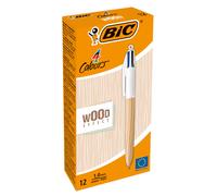 BIC - 508964 - Penna sfera a scatto 4 colori Wood - 1.0 mm - Bic - conf. 12 pezzi - 98566 - Conf. da 1 Pz.