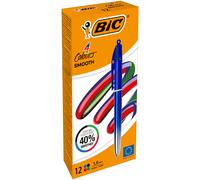 BIC - 524091 - Penna sfera a scatto 4 Colori Smooth - 1.0 mm - fusto blu - Bic - conf. 12 pezzi - 103618 - Conf. da 1 Pz. - 524091