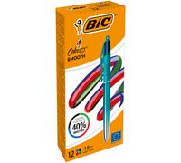 BIC - 524092 - Penna sfera a scatto 4 Colori Smooth - 1.0 mm - fusto verde acqua - Bic - conf. 12 pezzi - 103619 - Conf. da 1 Pz. - 524092