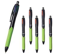 BIC - 6 penne a sfera retrattili a 4 colori, con impugnatura ergonomica e pennino capacitivo, pennino da 0,4 mm, nero, blu, rosso e verde, confezione originale