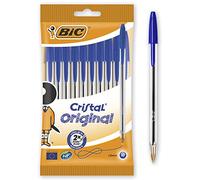 Pacchetto di boligrafi originali in cristallo BIC - Punta rotonda da 1,0 mm - Scatta da 0,4 mm - Base olio in blu - colore blu