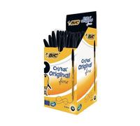 BIC Set di 5 penne a sfera CRISTAL sottile, punta fine, colore: Nero