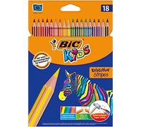 BIC 950524 Kids Evolution Stripes matite colorate, colori assortiti (confezione da 18)