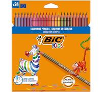 Bic Kids Evolution Stripes Box di 24 penchi di colori sovrapposti - Prodotto in resina - Ultra -king Punta - Mine pigmentata di