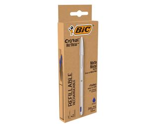 BIC - 997202 - Penna sfera Cristal Re'New - con cappuccio - 1 mm - blu - Bic - 92065 - Conf. da 1 Pz. - 997202