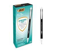 BIC Antimicrobial Tech - Penne retrattili con superficie certificata antibatterica, punta media (1,00 mm), colore: nero, confezione da 20