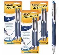 Bic Atlantis Air - 6 penne a sfera retrattili, punta a molla a flusso d'inchiostro, colore blu