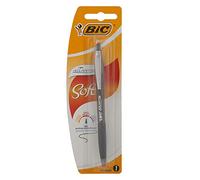 Bic Atlantis Soft Penna a Scatto a Sfera Punta Media 1,0 mm Grip in Gomma e Clip Metallica Blister da 1 Penna Colore Nero