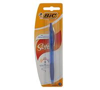 Bic Atlantis Soft Penna a Scatto a Sfera Punta Media 1,0 mm Grip in Gomma e Clip Metallica Blister da 1 Penna Colore Blu
